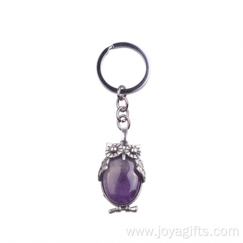 Charms Gemstone Alloy Car Keychain Owl Pendant